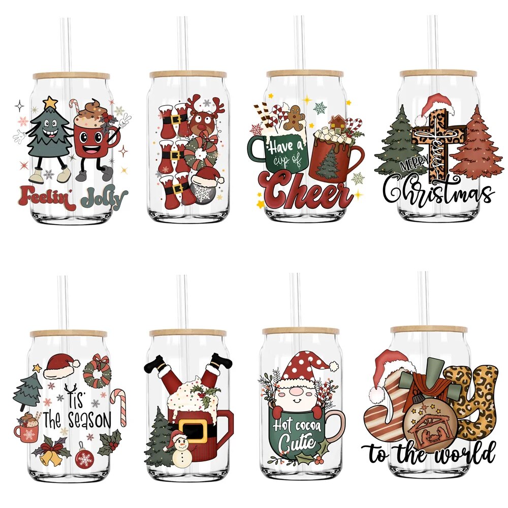 Christian Religious Jesus Christmas UV DTF Transfers Stickers Decals For Libbey Cold Cups Mugs Tumbler Waterproof DIY Craft