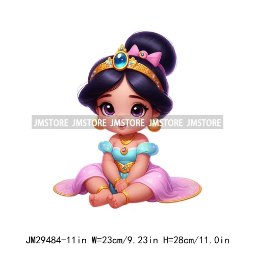 Cute Princess Cartoon Girls Baby Iron On DTF Transfers Stickers Printing Designs Ready To Press For Clothes Bags