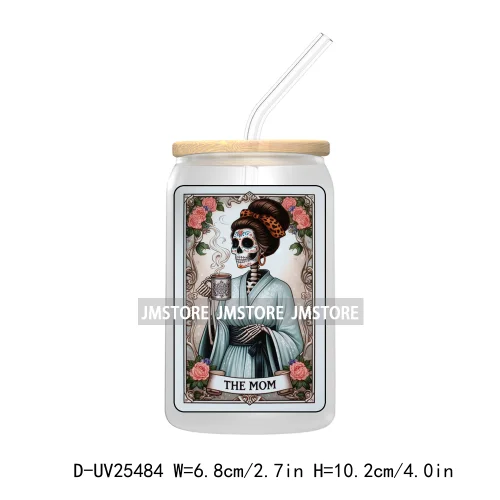 The Smoker Skeleton Tarot Card UV DTF Transfer Stickers Decals For Libbey Cold Cups Mugs Tumbler Custom Logo Labels Sugar Skull