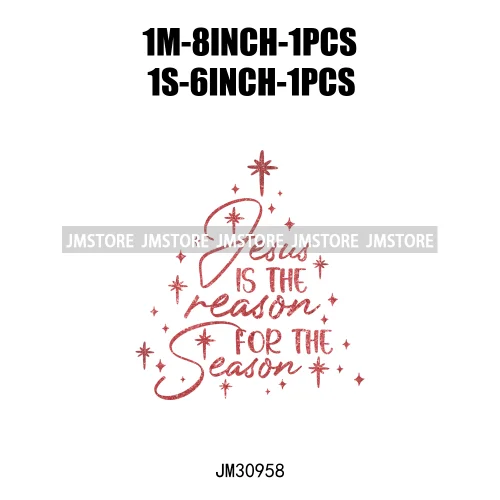 Christian Jesus True Story Religious Bible Verse Santa Christmas Saying Iron On DTF Transfer Stickers Ready To Press For Hoodies