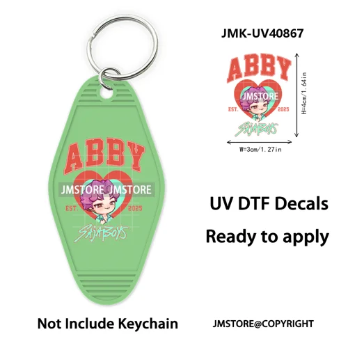 Kpop Hunters Movie Boy Band Girl Dinner UV DTF Motel Keychain Wraps Ready To Apply Waterproof High Quality Hotel Keychain Decals