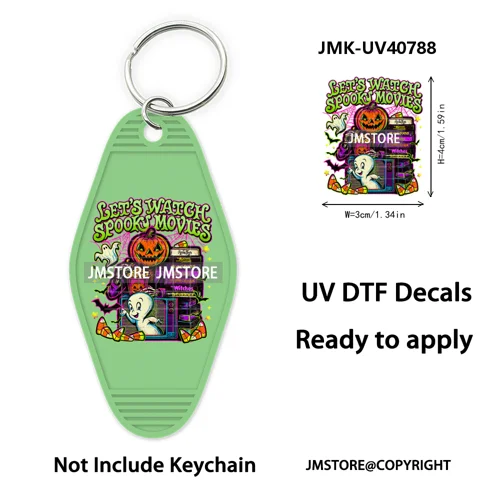 Horror Movie Characters Halloween Mom UV DTF Motel Keychain Wraps Ready To Apply Waterproof High Quality Hotel Keychain Decals