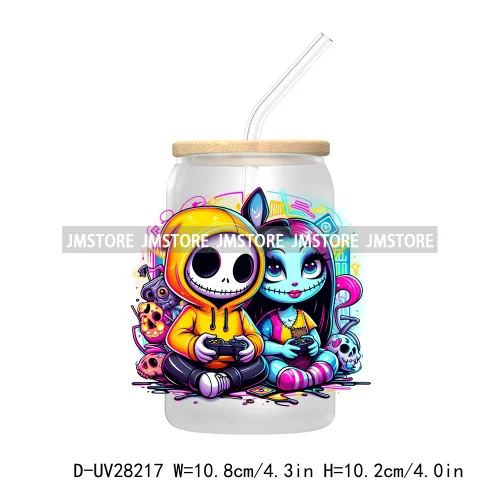 Cartoon Princess Couple Halloween Double Trouble UV DTF Transfer Stickers Decals For Libbey Cold Cup Mug Tumbler Waterproof Logo