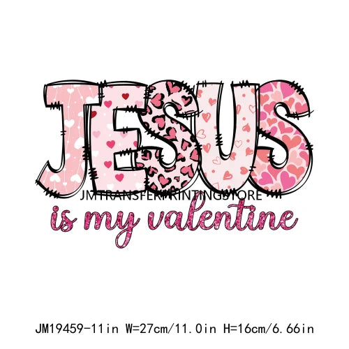 Iron On Faux Sequins Jesus Is My Valentine Lover Vibes XOXO Single Season Self Love Club DTF Heat Transfers Stickers For Clothes