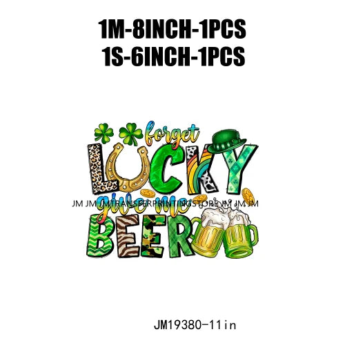 Cheers Lucky Beer Crush Shamrocks Dog Mom Dental Squad Howdy Lucky Irish Day St Patrick's DTF Transfer Stickers Decals For Shirt