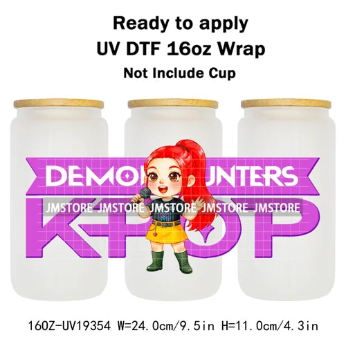 Demon Hunters Kpop Cup Noodle UV DTF Cup Wrap Ready To Apply Transfer Stickers Durable 16OZ Tumbler Wraps For Libbey Glass Can