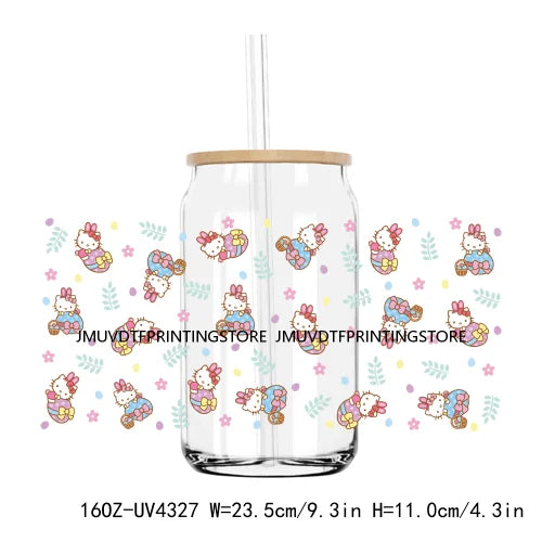 Easter Cartoon Bunny Eggs Coffee 16OZ UV DTF Cup Wrap Transfers Stickers Custom Labels DIY Waterproof Logo For Libbey Glass Can