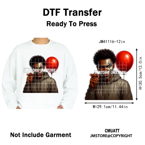 Halloween Spooky Afro Dad Scary Movie Smoking Character Costume Design Iron on DTF Transfer Stickers Ready to Press for Clothing