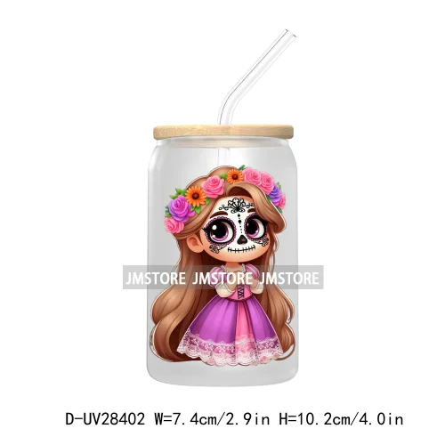 Mexican Little Princess UV DTF Transfer Stickers Decals For Libbey Cold Cups Mugs Tumbler Waterproof Craft Day of the Dead Girls