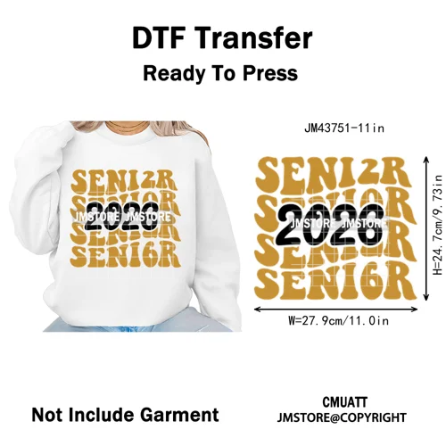 High School Senior Year Class of 2026 My First Last Day Iron on Washable DTF Heat Transfers Stickers Ready to Press for Hoodies