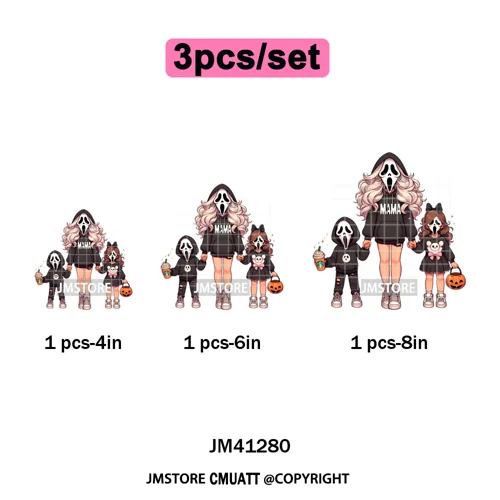 Spooky Halloween Scary Ghost Pumpkin Mama Kids Family Love Iron on Washable DTF Transfers Stickers Ready to Press for Textile