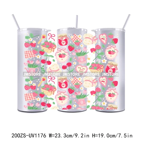 Floral Fruit Bookish Affirmation 20OZ Tumbler Wraps Ready To Ship UV DTF Transfer Stickers Waterproof Prints For Skinny Tumbler