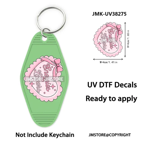 Bookish Journal Coquette Bow Flowers Heart UV DTF Motel Keychain Decal Ready To Ship Transfer Stickers Prints For Hotel Keychain
