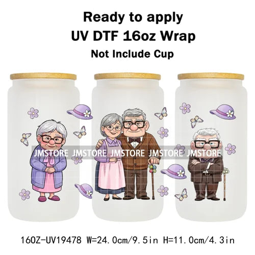 Up Gifts Balloon House Adventure Old Man 16OZ UV DTF Cup Wraps Ready To Apply Waterproof Transfer Stickers For Libbey Glass Can