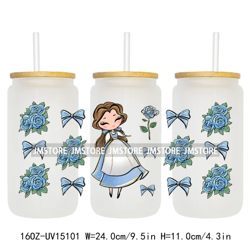 Beauty Princess And Beast UV DTF Stickers Ready to Transfer Cup Wrap Custom Labels DIY Craft For Libbey Can Glass Tumblers Mugs