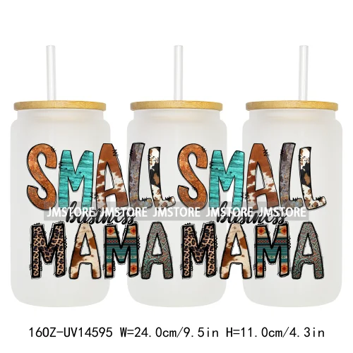 Howdy Western Mama Cowhide UV DTF Wraps Transfer Sticker Selfadhesive Waterproof High Quality For 16OZ Libbey Glass Can Tumbler
