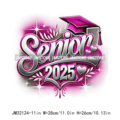 Fashion Senior 2025 Proud Graduate High School Spirit Iron On DTF Transfers Stickers Ready To Press For Sweatshirts Bags