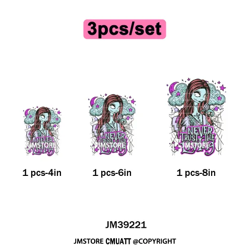 Cartoon Scary Monster Halloween Friends Season Printing Iron on DTF Washable Heat Transfers Stickers Ready to Press for Textile
