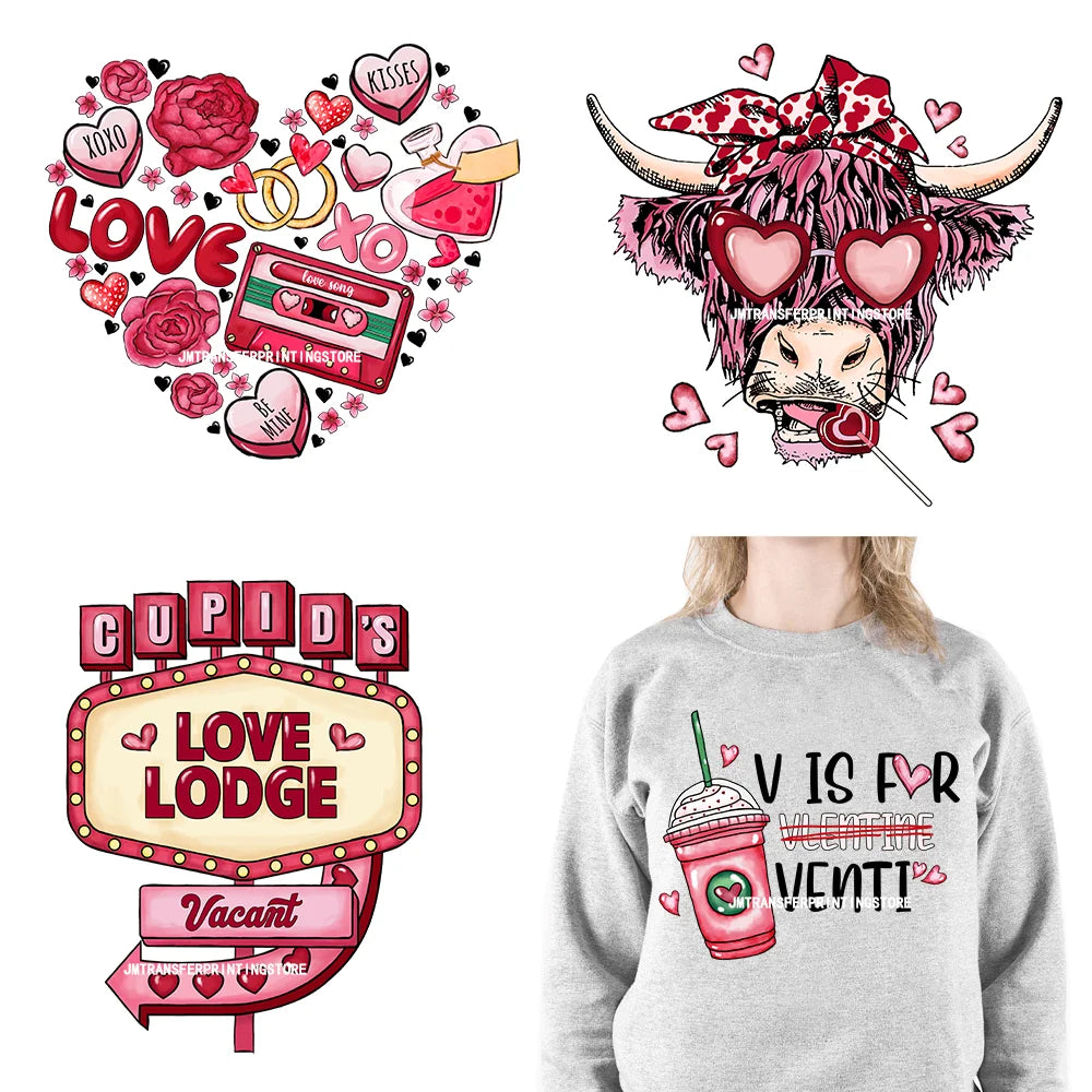 Cupid’s Love Lodge Designs Succa For You Love My Gnomies DTF Western Valentines Quotes Plastisol Transfer Stickers For Clothing