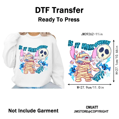 Trendy Margaritas Scary Movie Halloween Monsters Season Iron on DTF Washable Heat Transfers Stickers Ready to Press for Hoodies