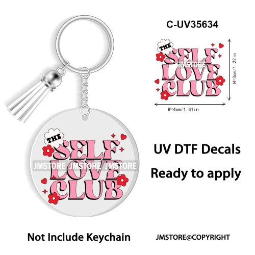 Trendy Bookish Inspirational Quotes UV DTF Decal Round Keychain Ready To Apply WaterProof Transfer Stickers For Circle Keychain