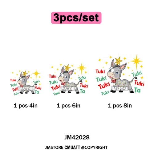 Tis The Season Pan Dulce Mexican Xmas Tuki Donkey Spanish Christmas Latin Iron on DTF Transfers Stickers Ready to Press for Text