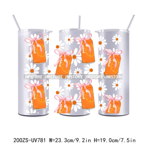 New Floral Soda Can Flowers Coquette Drinks 20OZ UV DTF Skinny Tumbler Wrap Transfer Stickers Waterproof Custom Logo For Tumbler