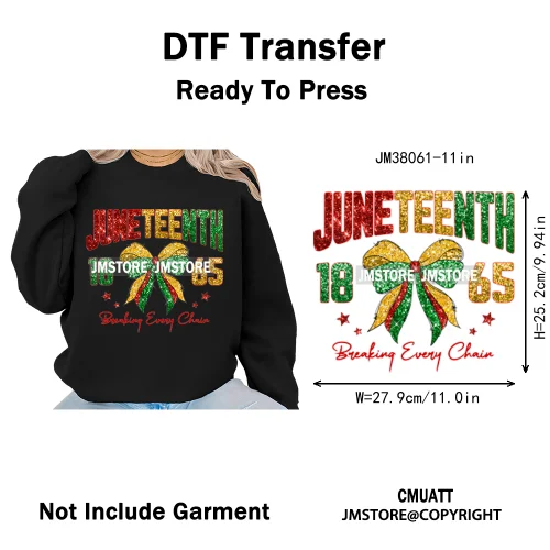 God Says She Is Dope Women Juneteenth 1865 Independence Washable Iron on DTF Transfers Stickers Ready to Press for Clothes