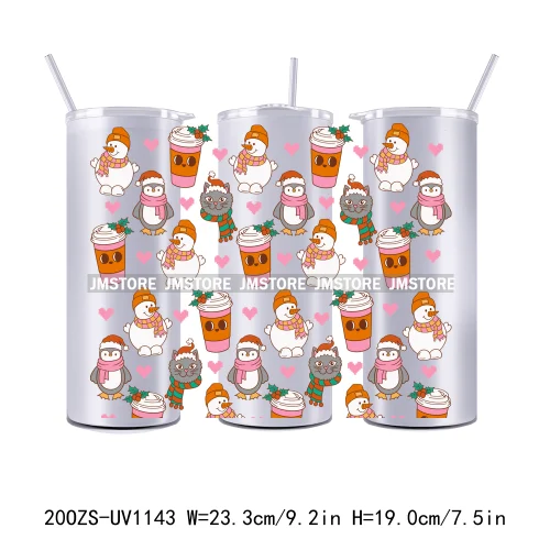 Christmas Gingerbread Reindeer 20OZ Tumbler Wraps Ready To Ship UV DTF Transfer Stickers Waterproof Prints For Skinny Tumbler