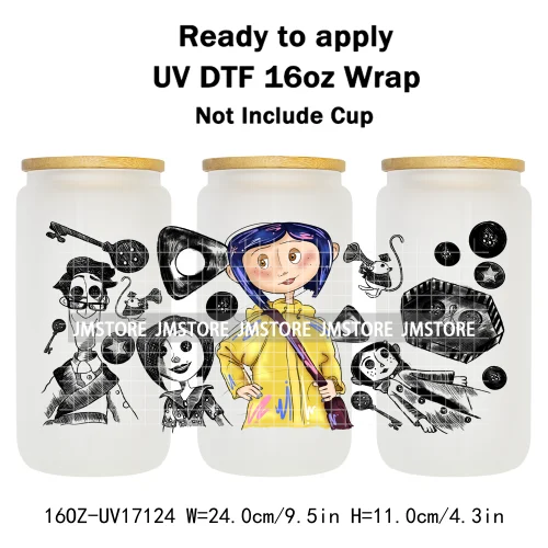 Coquette Bow Movie Eyes Buttons 16OZ UV DTF Cup Wraps Ready To Apply Waterproof Transfer Stickers For Libbey Glass Can Tumbler