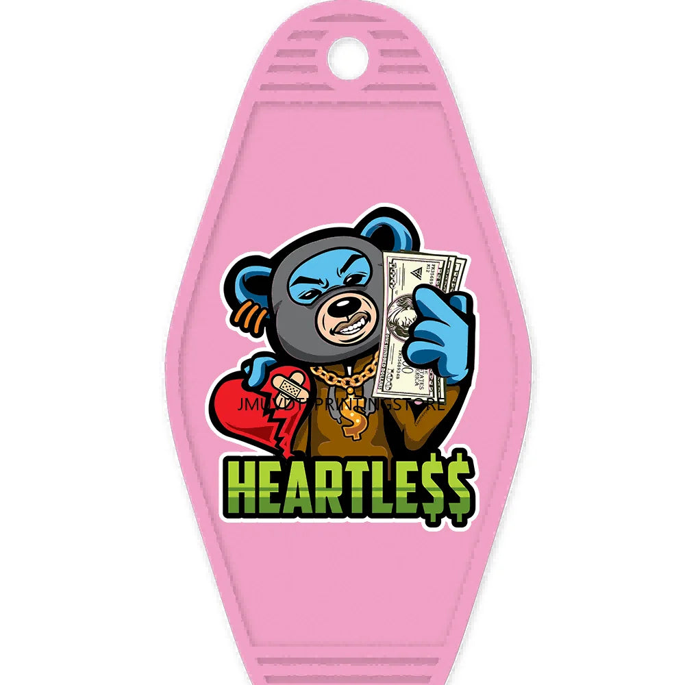 Focus On The Hustle Bear High Quality WaterProof UV DTF Sticker For Motel Hotel Keychain More Money Less Friends