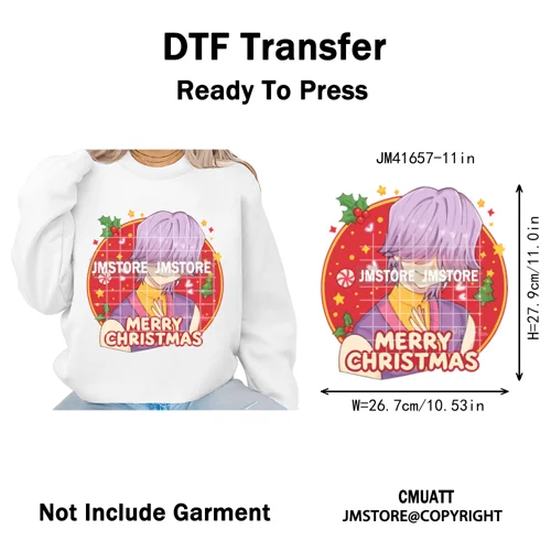 Christmas Kpop Holiday Idol Santa Holly Jolly Merry Christmas Iron on DTF Washable Transfers Stickers Ready to Press for Textile