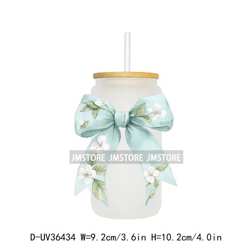 Colorful Bow Ribbon Bridal Birthday UV Sticker Decals For Libbey Cold Cups Mugs Tumbler Transfer Stickers Waterproof DIY Prints