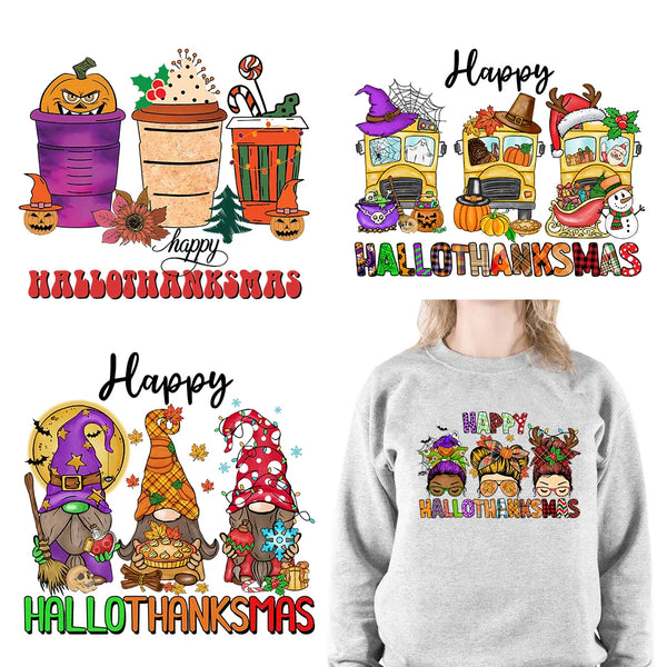 Custom Fall Thanksgiving Gnome Hallothanksmas Coffee Decals DTF Festival Holiday Transfer Stickers Ready To Press For Hoodies