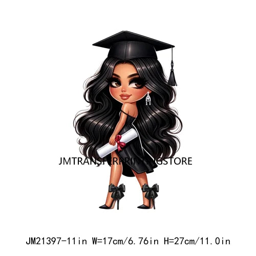 DIY Chibi Latina Graduation Diploma Designs Iron On Chicana College Woman Transfers Printing Stickers Ready To Press For Hoodies