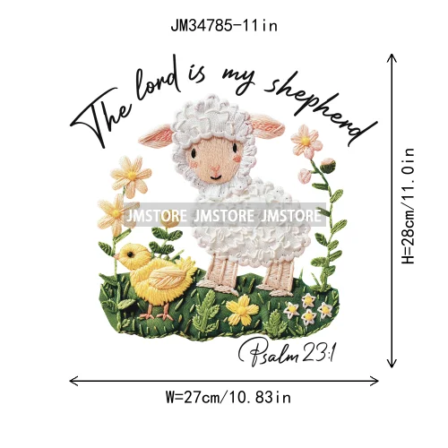 The Lord is my Shepherd Easter Christian Spring Floral Easter Bunny Bow Iron On DTF Transfer Stickers Ready To Press For Clothes