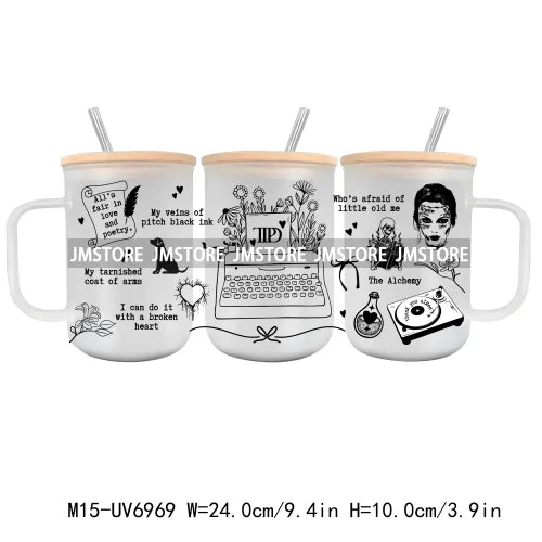 Horror Halloween Cartoon Scary Movie UV DTF Glass Can Wrap For 15OZ Mug Coffee Cup Transfer Sticker DIY Custom Logo Labels Skull