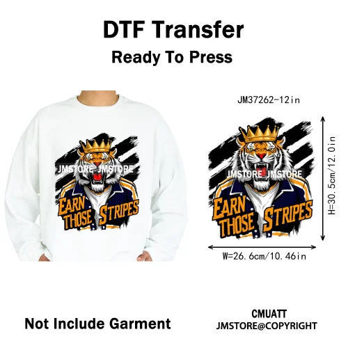 12in Graffiti Streetwear Beasts Cartoon Animals Hip Hop Quotes Iron on DTF Heat Transfers Stickers Ready to Press for Hoodies