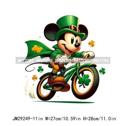 Cute Cartoon Character St Patrick's Irish Day Shamrock Lucky Vibes Iron On DTF Transfers Stickers Ready To Press For Hoodies