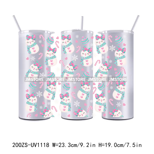 Christmas Gingerbread Reindeer 20OZ Tumbler Wraps Ready To Ship UV DTF Transfer Stickers Waterproof Prints For Skinny Tumbler