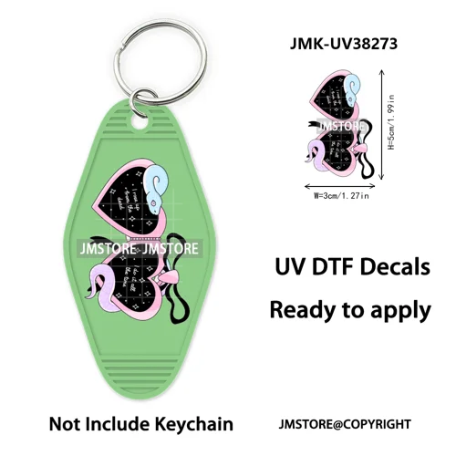 Bookish Journal Coquette Bow Flowers Heart UV DTF Motel Keychain Decal Ready To Ship Transfer Stickers Prints For Hotel Keychain