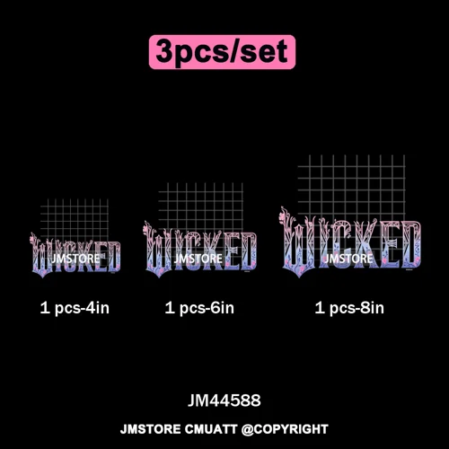 Pink and Green Magic Broomstick Witches Movie Fans Iron on Washable DTF Heat Transfers Stickers Ready to Press for Sweatshirts