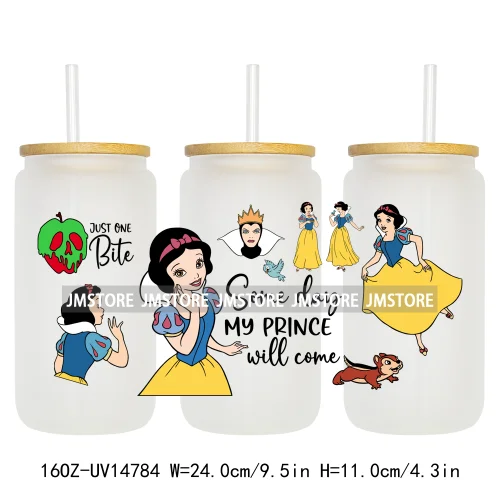 Beautiful Princess Cartoon Gnomes UV DTF Wraps Transfer Sticker Ready To Apply Waterproof Logo For 16OZ Libbey Glass Can Tumbler