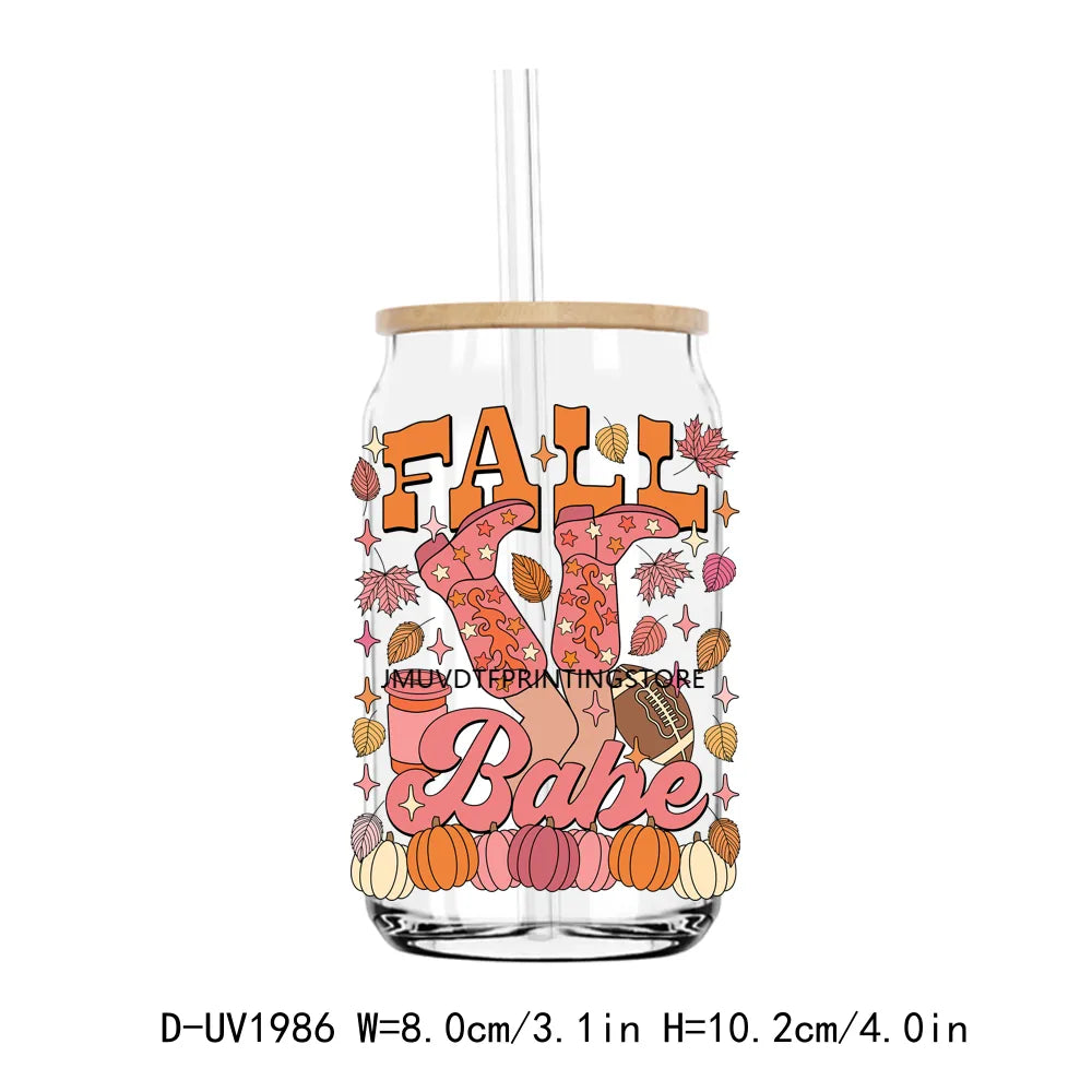 Feelin Pumpkin Spicy Autumn Vibes UV DTF Transfers Stickers Decals For Libbey Cold Cups Mugs Tumbler Waterproof DIY Craft