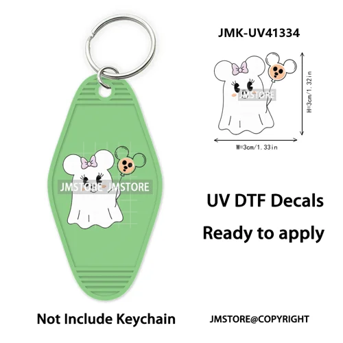Cartoon Bear Pumpkin Fall Autumn Halloween UV DTF Motel Keychain Wraps Ready To Apply Custom High Quality Hotel Keychain Decals