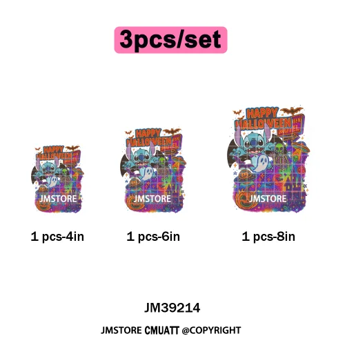 Cartoon Scary Monster Halloween Friends Season Printing Iron on DTF Washable Heat Transfers Stickers Ready to Press for Textile