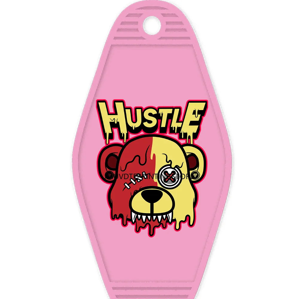 Focus On The Hustle Bear High Quality WaterProof UV DTF Sticker For Motel Hotel Keychain More Money Less Friends