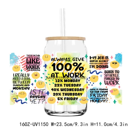 Self Love Inspirational Quotes 16OZ UV DTF Cup Wrap Transfers Stickers Custom Labels DIY Waterproof Logo For Libbey Glass Can