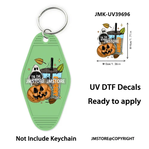 Mexican Conchas Ghost Spooky Halloween UV DTF Motel Keychain Wraps Ready To Apply Waterproof High Quality Hotel Keychain Decals