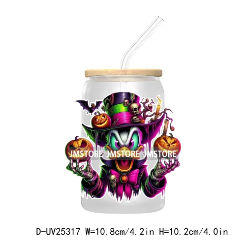 Cartoon Halloween Witch Princess UV DTF Transfer Stickers Decals For Libbey Cold Cups Mugs Durable Waterproof Custom Logo Labels